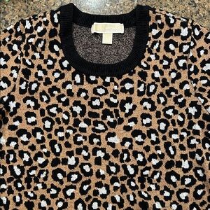 Michael Kors Black and Tan Leopard Sweater